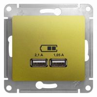 Розетка USB A+A 5В/2,1 А 2х5В/1,05 А механизм Systeme Electric Glossa Фисташковый