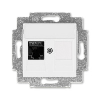 Розетка информационная RJ45 категория 6 и заглушка белый ABB Levit