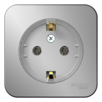 Розетка с заземлением без шторок накладного монтажа с изолирующей пластиной 16A 250В Systeme Electric Blanca Алюминий