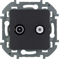 Розетка телевизионная-спутниковая для скрытого монтажа, для схемы "звезда", 1.5 дБ 4-2400 МГц / 2 дБ 4-2400 МГц, поддержка обратного питания для активных антенн до 500мА Legrand Inspiria Антрацит