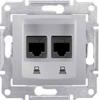 Розетка компьютерная 2-ая RJ45 кат.6 STP экранированная Schneider Electric Sedna Алюминий