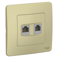 Blanca с/у Розетка двойная: комп.RJ45, кат.5e + телефон. RJ11, бежевый Systeme Electric