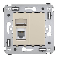 Телефонная розетка RJ-12 в стену одинарная, "Avanti", "Ванильная дымка" DKC