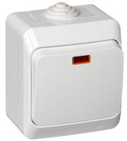 Выключатель 1-клавишный с подсветкой накладного монтажа IP44 SE Этюд Белый