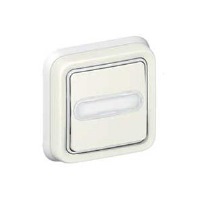 Выключатель кнопочный с подсветкой с держателем этикетки НО+НЗ-контакт встраиваемый в сборе IP55 Legrand Plexo Белый