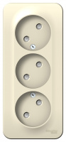 Розетка 3-ая без заземления со шторками накладного монтажа с изолирующей пластиной 16A 250В Systeme Electric Blanca Молочный