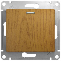 Переключатель 1-клавишный с подсветкой 10A (схема 6A) Systeme Electric Glossa Дуб