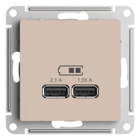 SE AtlasDesign Розетка USB Песочный A+A 5В/21 А 2х5В/105 А механизм