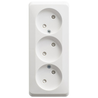 Этюд о/у тройная Розетка без заземления со штороками 16А 250B, белый, россия SE
