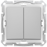Выключатель 2-клавишный 10A IP44 Schneider Electric Sedna Алюминий