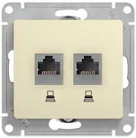 Розетка двойная компьютерная RJ45+RJ45 кат.5E механизм Systeme Electric Glossa Бежевый