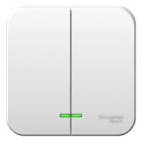 Выключатель 2-клавишный накладного монтажа с подсветкой 10A 250B Systeme Electric Blanca Белый