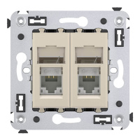 Компьютерная розетка RJ-45 в стену, кат.5e двойная,"Avanti", "Ванильная дымка" DKC