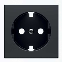 Накладка розетки с заземлением с плоской поверхностью ABB NIE Sky Черный бархат 8588.9 NS