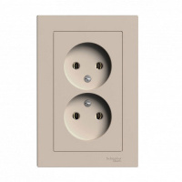 SE AtlasDesign Розетка двойная без заземления16А Песочный в сборе