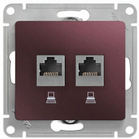 Розетка двойная компьютерная RJ45+RJ45 кат.5E механизм Systeme Electric Glossa Баклажановый
