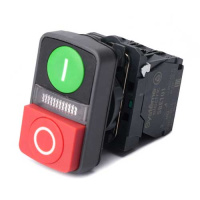 Systeme Electric Кнопка двойная SB5 в сборе модуль 22мм з"I"+сиг ламп+кр выст "О" пластик 24ВDС 1НО+1НЗ