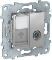 Розетка TV одиночная + комп. RJ45 кат.6 UTP 1 модуль Schneider Electric Unica New Алюминий