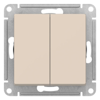 Выключатель 2-клавишный сх.5 10AX механизм Schneider Electric AtlasDesign Бежевый