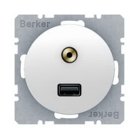 Розетка USB/3.5Audio Berker R.1/R.3 Полярная белизна глянцевый