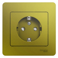 Розетка с заземлением со шторками 16A 250В в сборе Systeme Electric Glossa Фисташковый