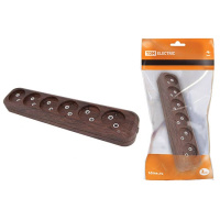 Колодка розеточная 6 гнезд без заземления 10A 250V IP20 бук TDM ЭКО