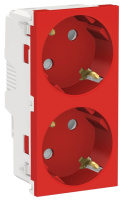 Розетка двойная со шторками с заземлением винтовой зажим Schneider Electric Unica New Modular Красный
