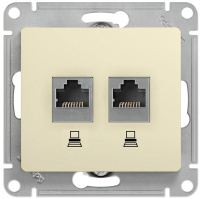 Розетка двойная компьютерная RJ45+RJ45 кат.5E механизм Systeme Electric Glossa Молочный