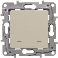 Переключатель 2-клавишный с подсветкой 10A автоматические зажимы Legrand Etika Cлоновая кость