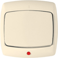 Переключатель 1-клавишный с индикацией 10A скрытой установки в сборе Wessen Рондо Слоновая кость