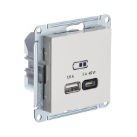 Розетка USB A + тип-C 45W высокоскор.заряд. QCPD механизм Schneider Electric AtlasDesign Бежевый
