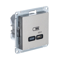 Розетка USB тип-C 65W высокоскор.заряд. QC PD механизм Schneider Electric AtlasDesign Шампань