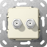 Разъем гнездо SAT F 2-местный инвертирующий адаптер Gira System-55 F100 Кремовый глянец