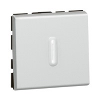 Кнопочный выключатель перекидной с индикацией 2 модуля 6A алюминий Legrand Mosaic