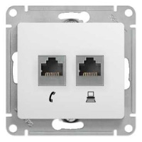 Розетка двойная телефонная RJ11+ компьютерная RJ45 кат.5e Systeme Electric Glossa Белый