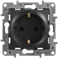 Розетка 2К+З со шторками немецкий стандарт винтовые зажимы 16 A 250 В~ Legrand Etika Антрацит