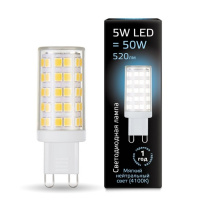 Лампа светодиодная капсульная G9 185-265В 5Вт 4100К керамика Gauss Лампа светодиодная капсульная G9 185-265В 5Вт 4100К керамика Gauss