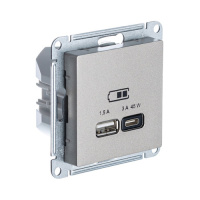 Розетка USB A + тип-C 45W высокоскор.заряд. QCPD механизм Schneider Electric AtlasDesign Шампань