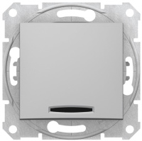Переключатель перекрестный 1-клавишный с подсветкой 10A Schneider Electric Sedna Алюминий