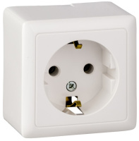 Розетка 1-ая с заземлением 16A накладная в сборе Wessen Хит Белый