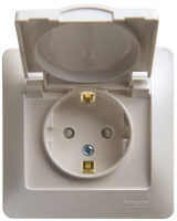 Розетка с заземлением со шторками с крышкой в сборе 16A IP20 Systeme Electric Glossa Перламутр