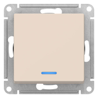 Переключатель 1-клавишный с подсветкой сх.6A 10AX механизам Schneider Electric AtlasDesign Бежевый