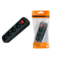 Колодка розеточная с выключателем 4 гнезда с заземлением 16A 250V IP20 черная TDM