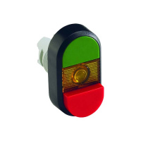 Кнопка двойная MPD13-11Y зеленая/красная-выступающая желтая линза с текстом I/O ABB