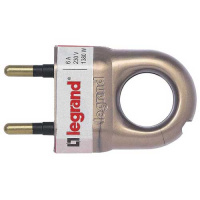 Вилка 2К - серия Элиум - 6 А - с кольцом - пластик - бронзовый Legrand 