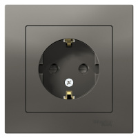 Розетка с заземлением со шторками 16A в сборе Schneider Electric AtlasDesign Сталь
