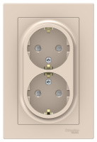 Розетка двойная с заземлением со шторками 16A в сборе Schneider Electric AtlasDesign Бежевый