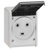 Legrand Розетка 32 A - Программа Plexo - 2К+3 - 230 В - IP 44-IK 08 - для накладного монтажа - серый