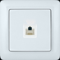 Розетка телефонная 1-ая RJ11 скрытой установки в сборе Wessen Хит Белый