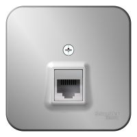 Розетка телефонная RJ11 накладного монтажа с изолирующей пластиной Systeme Electric Blanca Алюминий